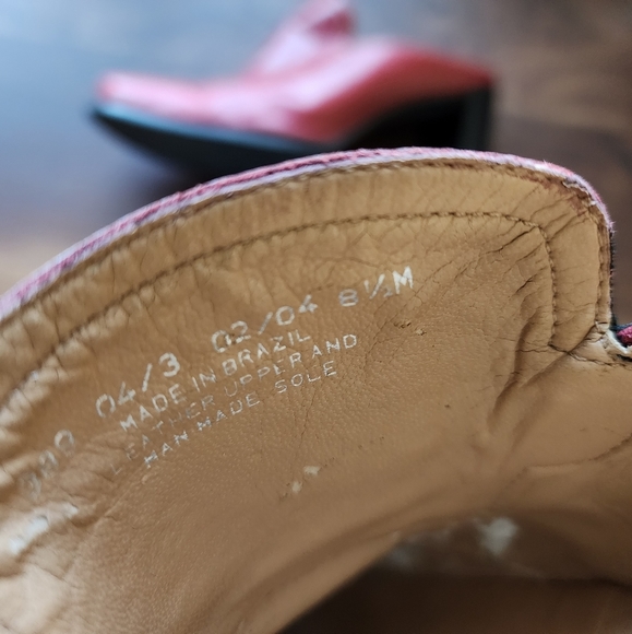 Franco Sarto Red Leather Loafer Mules - Picture 5 of 9